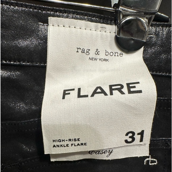 Rag & bone coated black Casey high rise ankle flare jeans size 31 - Picture 9 of 14